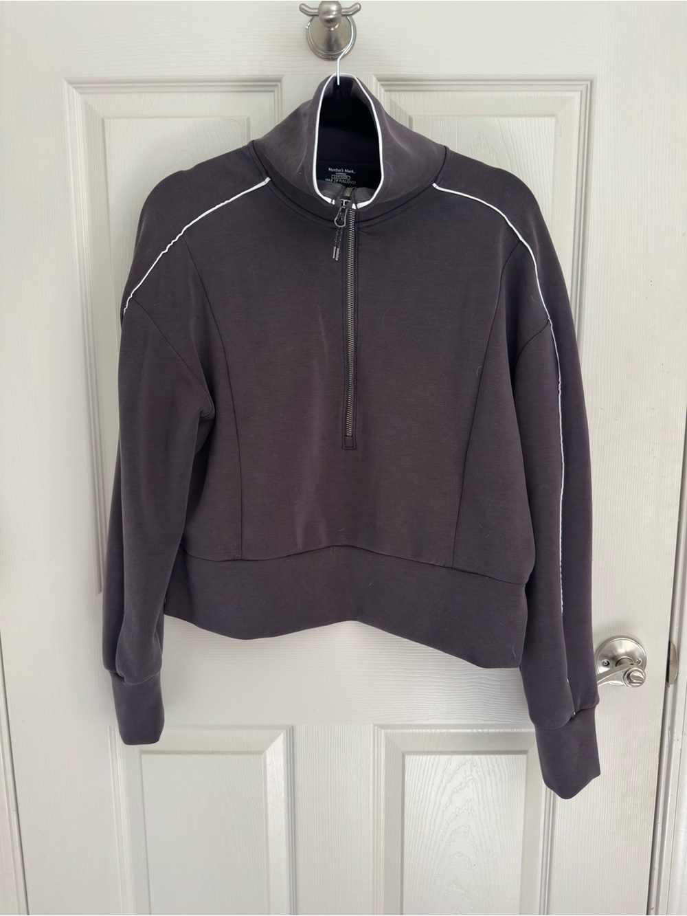 Women's Charcoal Half-Zip Cropped Pullover Sweatshirt